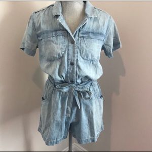 Like New Current/Elliott Denim Short-sleeve Romper